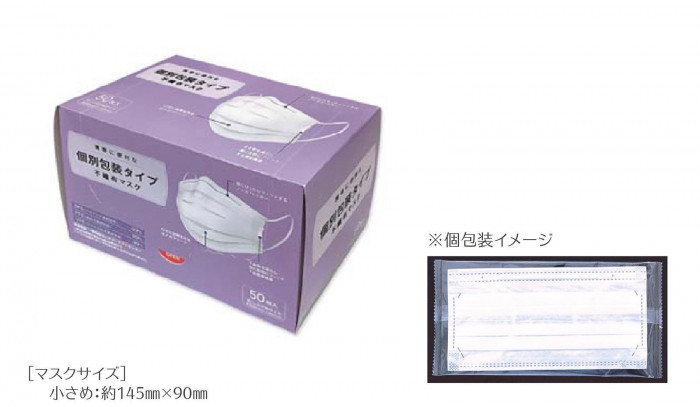 携帯に便利な個別包装タイプ 不織布マスク 小さめ 50枚 641700 ×40個「NET Asahi」